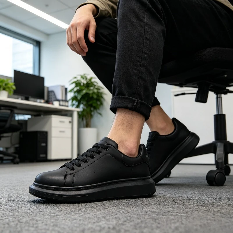 

Luxury White Platform Sneakers Thick Sole Unisex Height Increasing Non-slip Leather Casual Shoes Comfortable Walking Holiday Gif