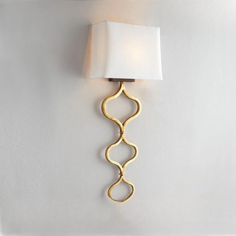 

Простая тканевая прикроватная лампа для спальни, креативный настенный светильник, медный настенный светильник из кованого железа с одной головкой
