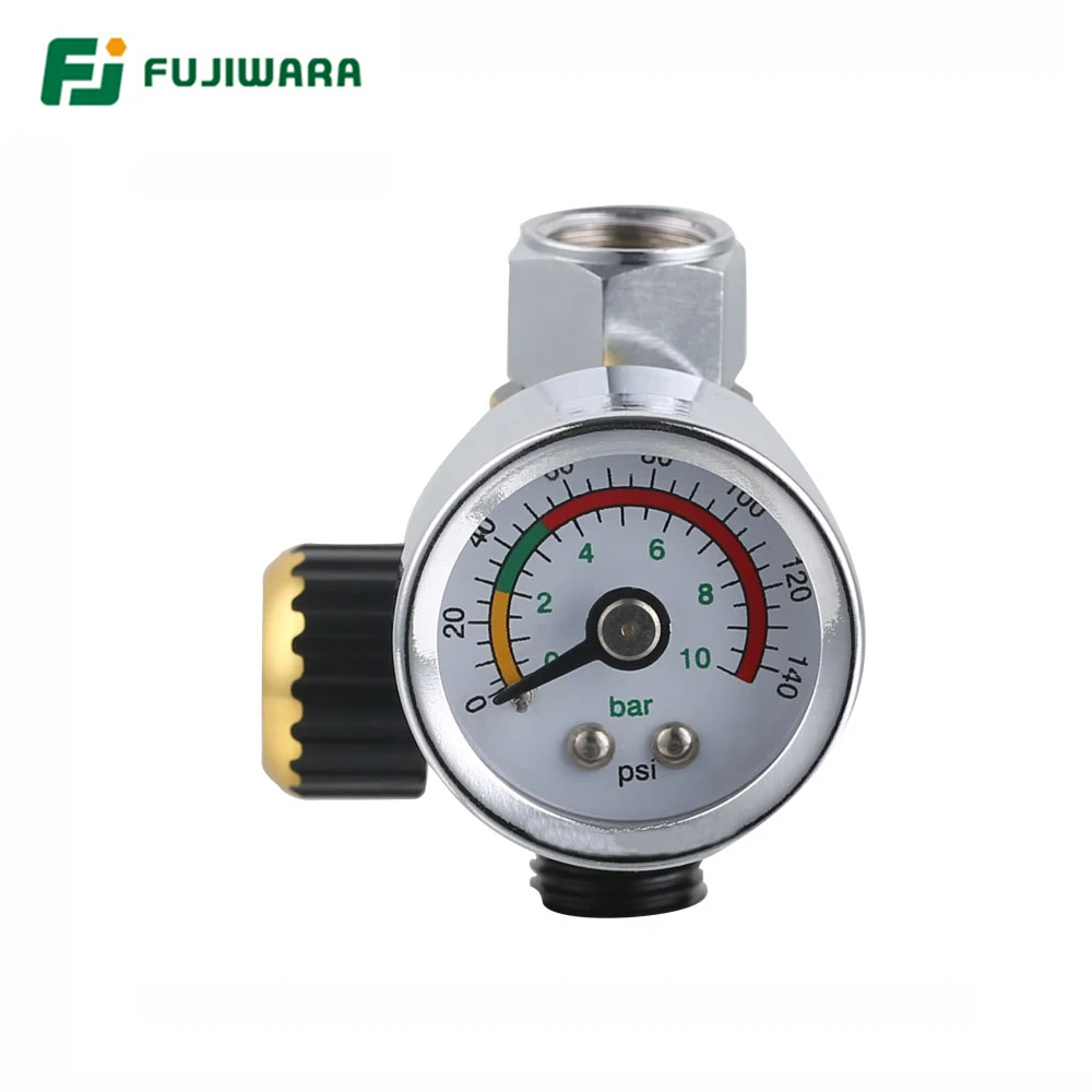 

FUJIWARA Spray Gun Barometer Regulator Valve Environmental Protection Pressure Gauge Air Inlet G1/4 Air Outlet G1/4