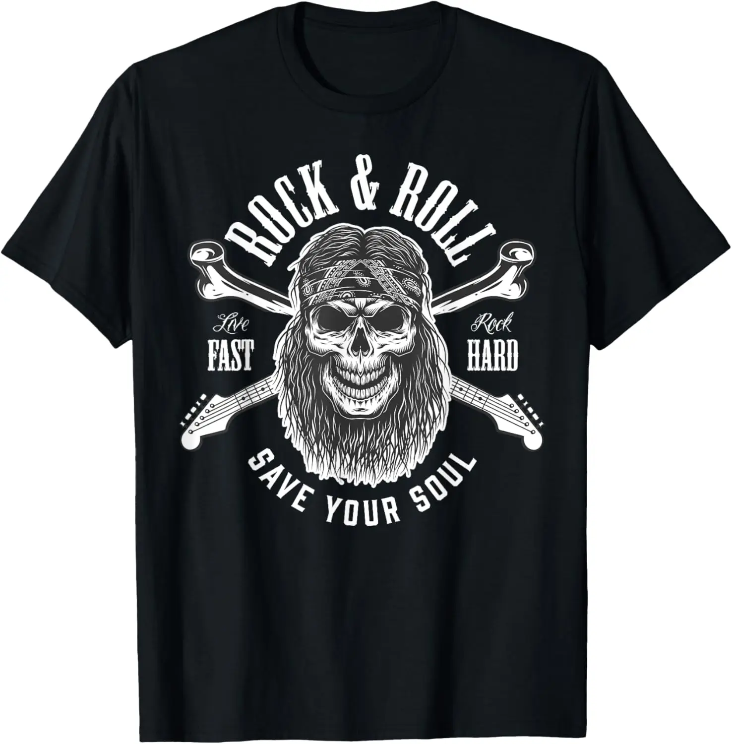 

Rock & Roll Live Fast Save Your Soul Hard Rocker Concert T-Shirt