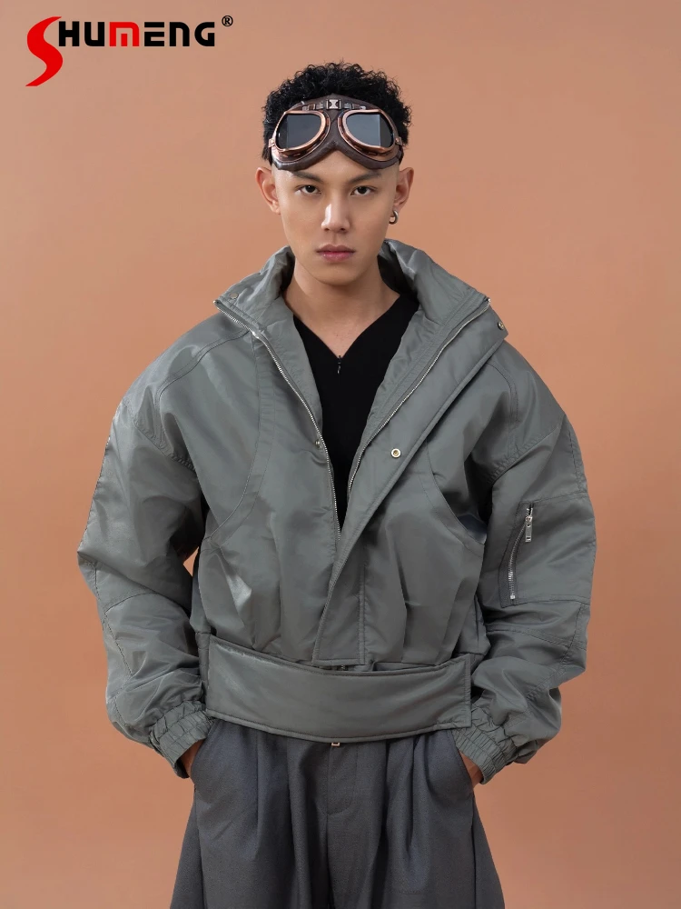 

Мужские осенние новые однотонные обтягивающие талии куртки 2021, свободные удобные модные простые парки, мужские стильные уникальные шикарные парки