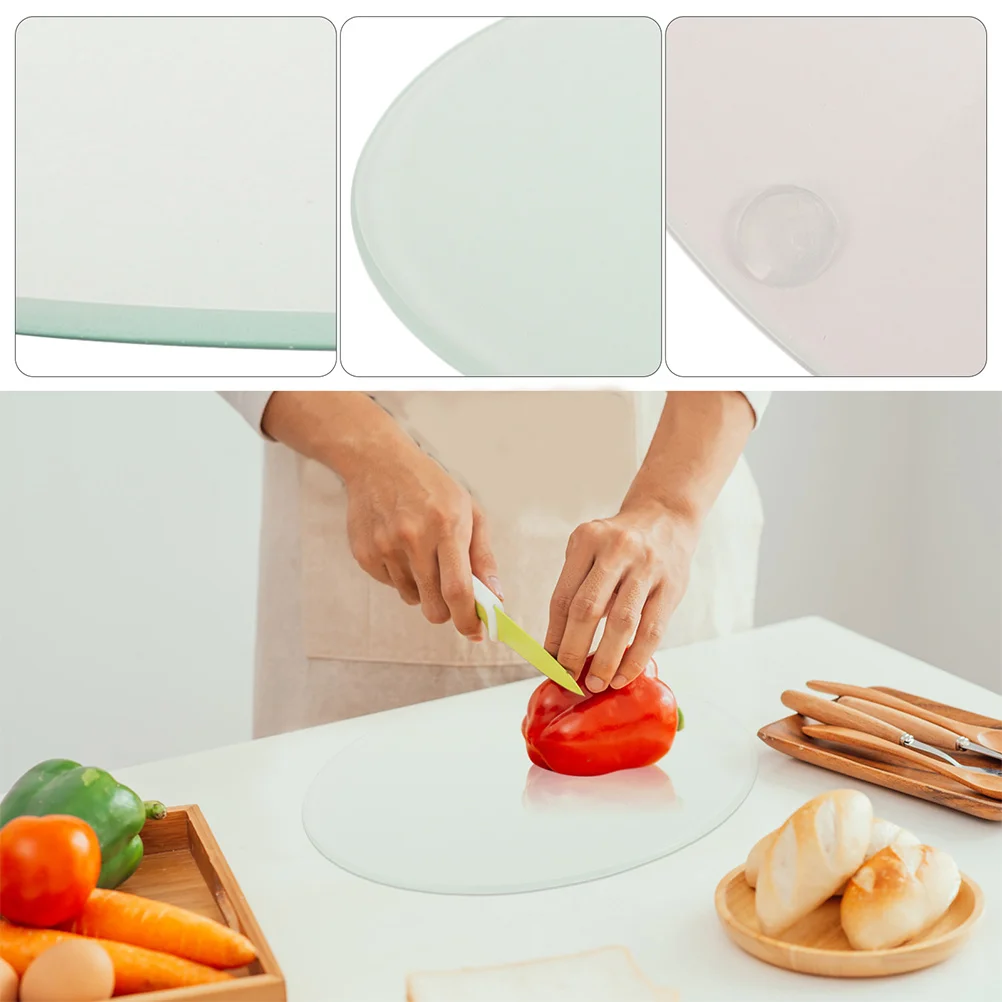 

Chopping Board Round Tempered Glass Cutting Complementary Food Boards Kitchen Heat Resistant