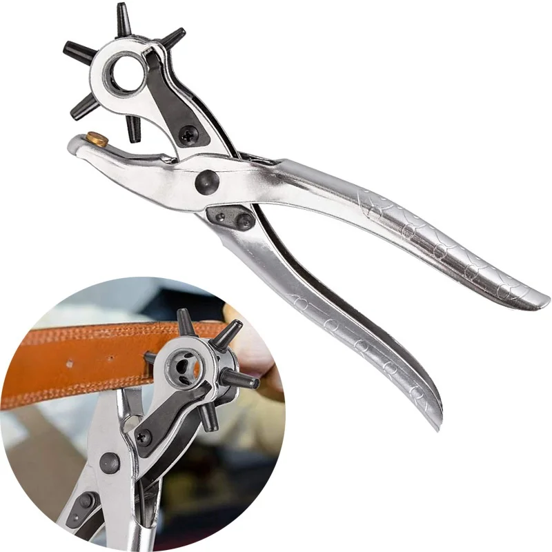 

Leather Craft Tools Belt Hole Punch Plier Eyelet Puncher Revolve Sewing Machine Setter Tool Watchband Strap Household Paper DIY