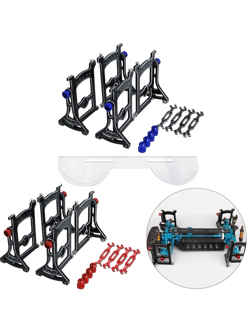Aluminium Chassis Setup Systeem Meetinstrument Set Met Liniaal Sleutel Voor 1/10 Op ROAD Axiale SCX10 Capra TRX4 Yikong Upgrade - afbeelding 2