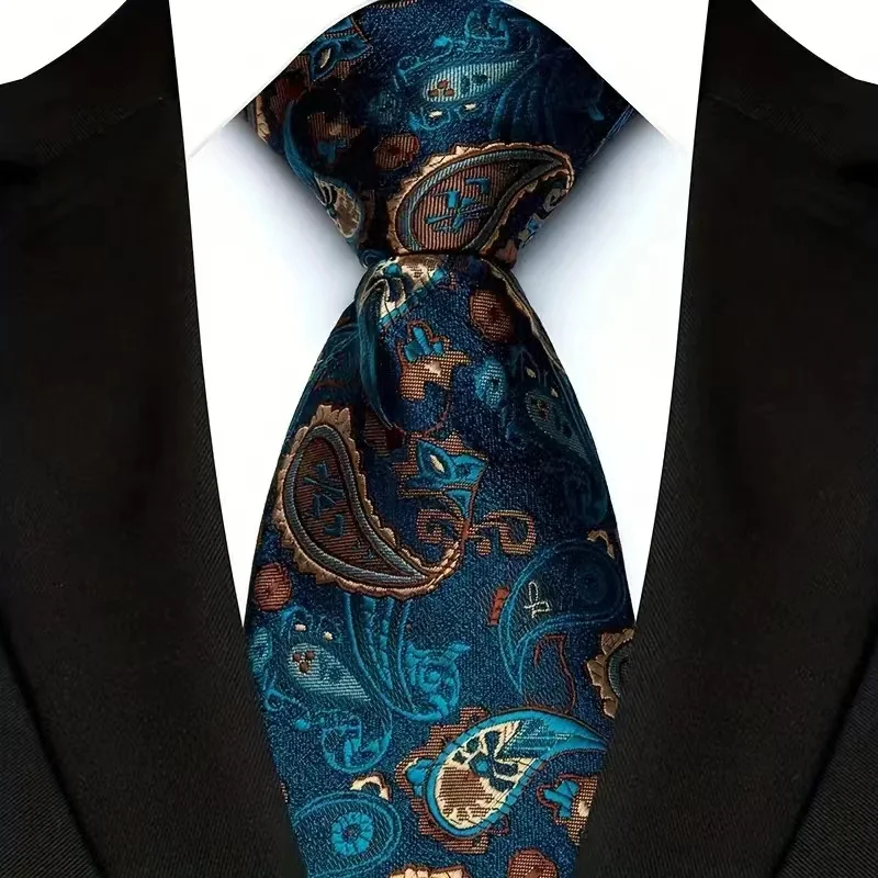 Luxury 8CM Mens Necktie Floral Paisley Ties For Man Groom Jacquard Woven Neck Tie  Accessories For Business Wedding Party