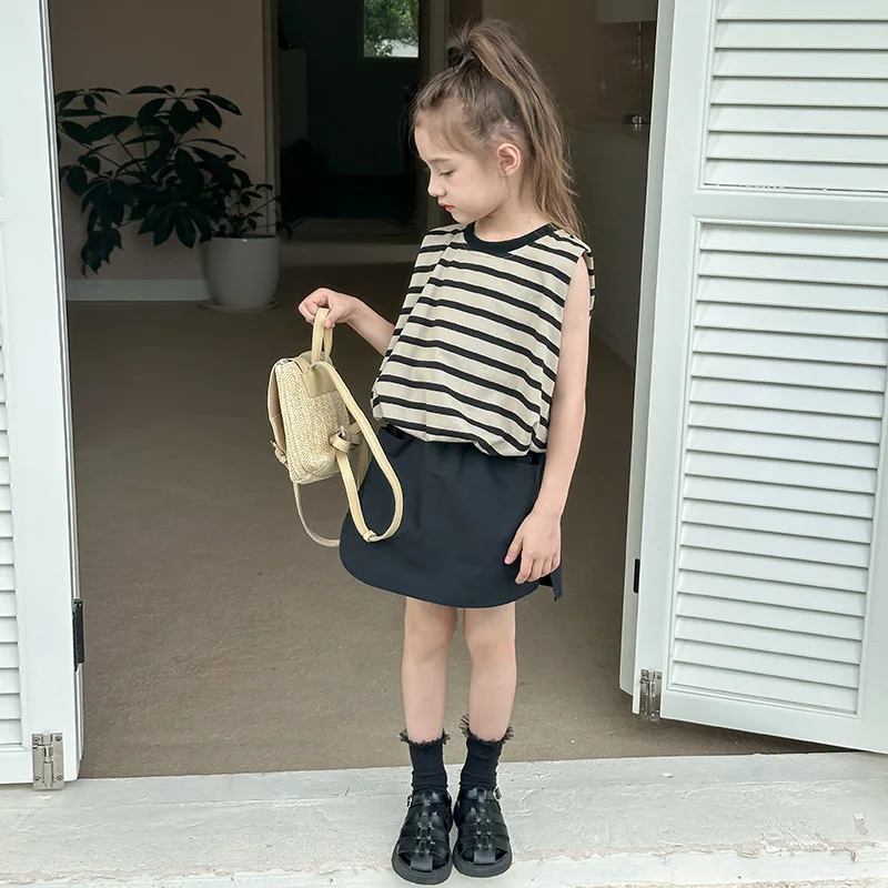 

Girls T-shirt Children 2024 New Spring Summer Fashion Girls Summer Top Simple Casual Style All-match T-shirt Clothes Children