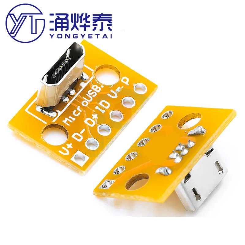 YYT 5PCS Vertical MiCroUSB Female PCB Welding Adapter Board Welding Socket 180 Degree Vertical Female Head Test Universal Board