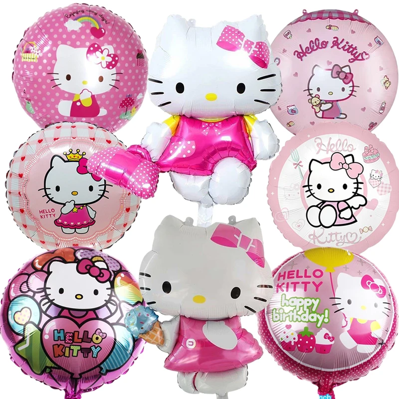 Dessin animé Hello Kitty ballons à hélium chat mignon 32 pouces numéro bébé douche fille feuille Globos décorations de fête d'anniversaire enfants jouets