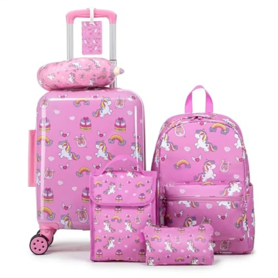 

Kid's Luggage Set 6 Pcs Suitcase Set 16'' Hardside Luggage with Spinner Wheels Girls Boys ry on Luggage Travel Rolling Luggage