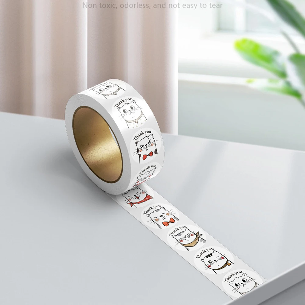 500pcs Lovely Cat Sealing Labels Stickers Thank You Stickers for School Teacher Cute Animals Kids Stationery Sticker Gifts Decor