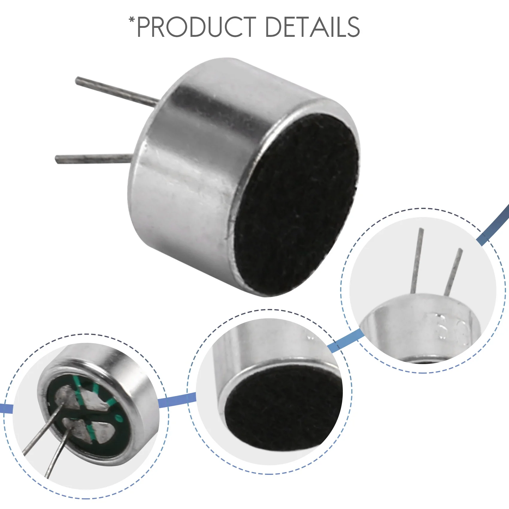 10 Pcs 2 Pin Mini MIC Capsule Electret Condenser Microphone Silver Tone Black SQ