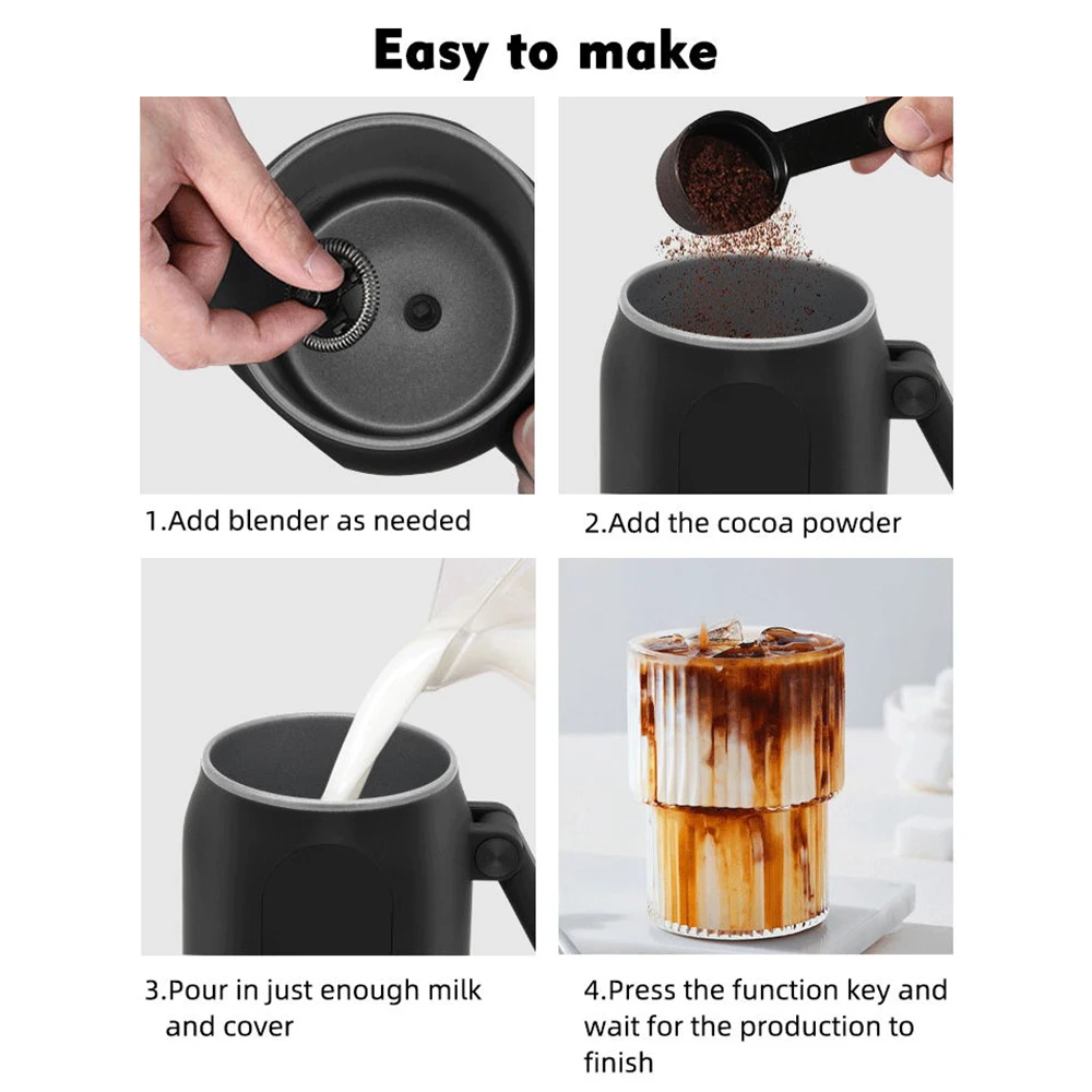 Electric Milk Frother Cooker for Frothing 4-in-1 Milk Steamer with Rotatable Handle Foam Maker for Coffee/Latte/Cappuccino