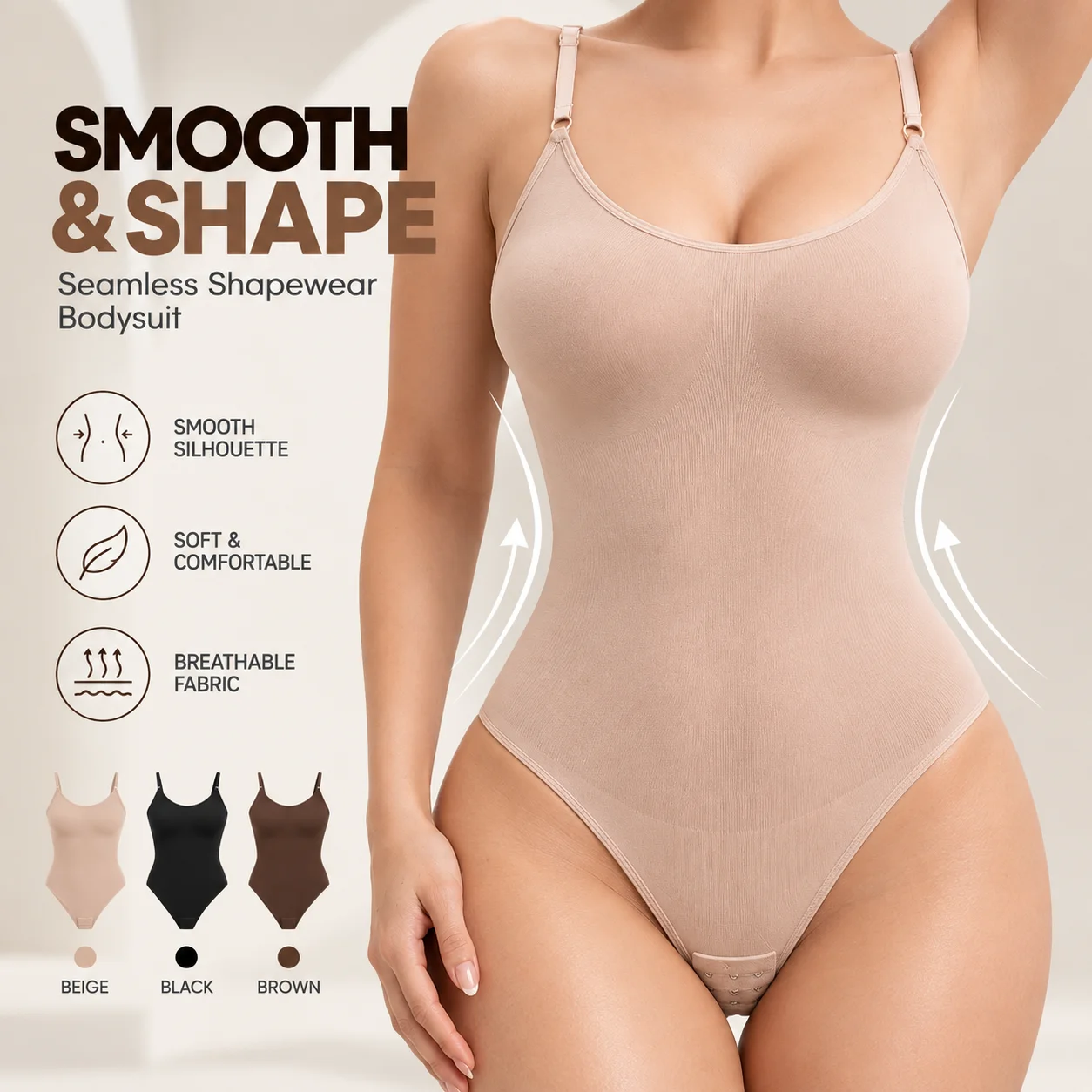 Shapewear Bodysuit Firm - Bodysuit pembentuk tubuh wanita, dengan fungsi
