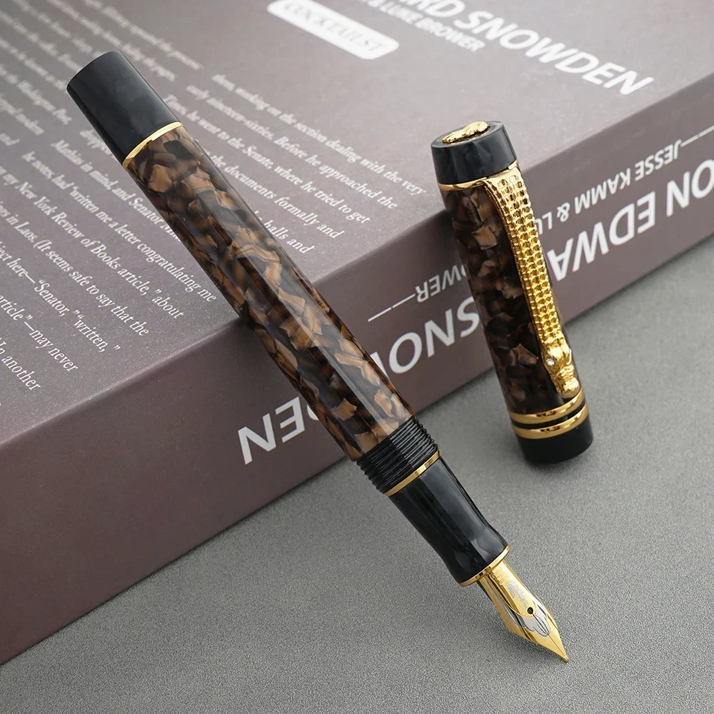 قلم حبر من السيليلويد على شكل تمساح بني ثلجي متوسط الحجم قلم حبر هدية للكتابة، مشبك تمساح للمكتب والمنزل والأعمال