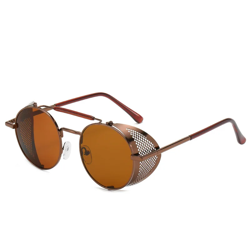 Steampunk Flip Sunglasses, New Trendy Retro Round Metal Women\'s Sunglasses, UV Resistant Glasses 66247