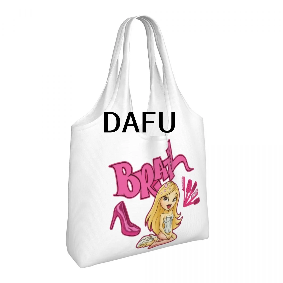 Bratz Fashion Vibes Large Capacity Canvas Tote Bag Single Shoulder Work Commute Bag For Women Eco-Friendly Shopping Bag