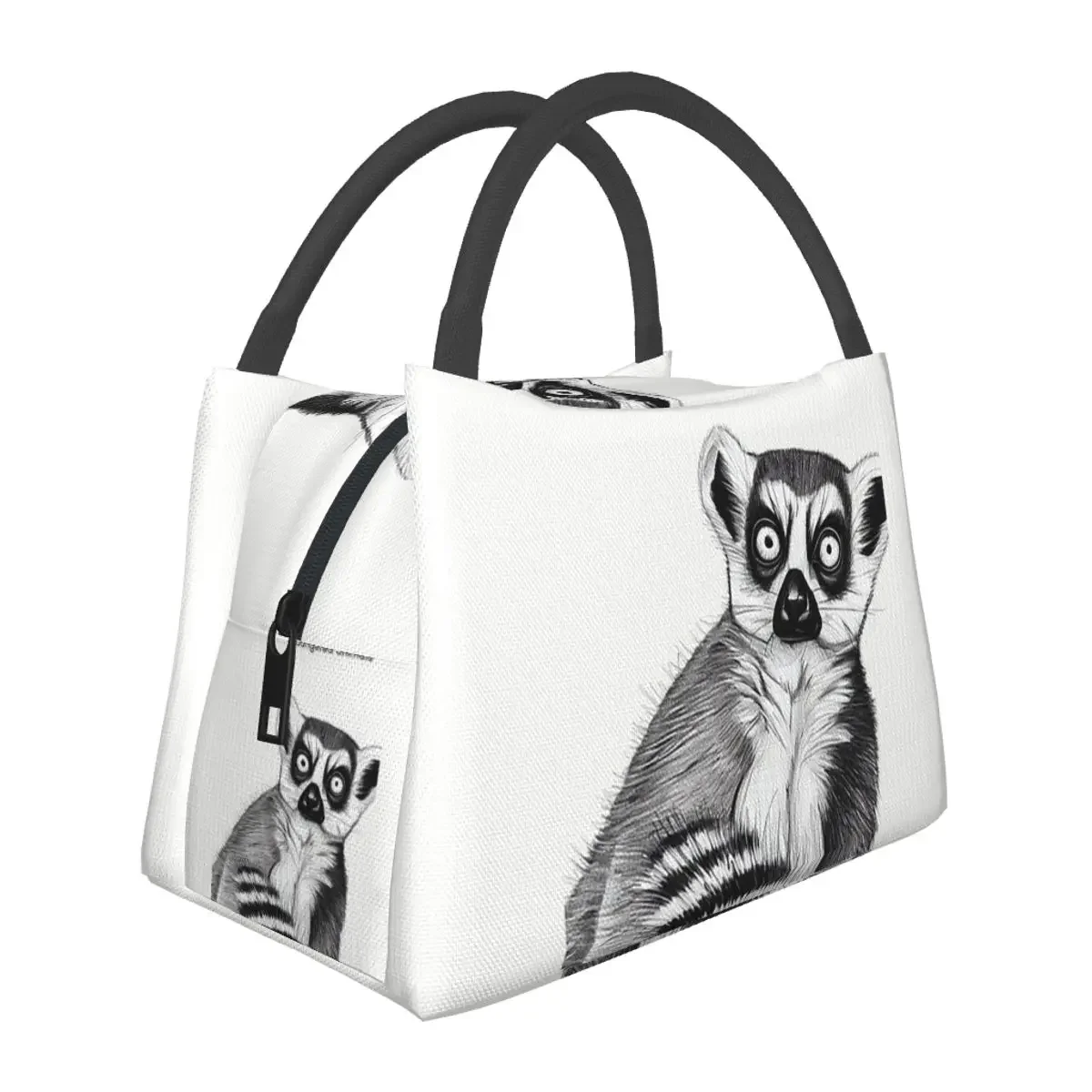 Save The Ringtailed Lemur Endangered Species Lunch Bags Insulated Bento Box Lunch Tote Picnic Bags Thermal Bag for Woman Travel