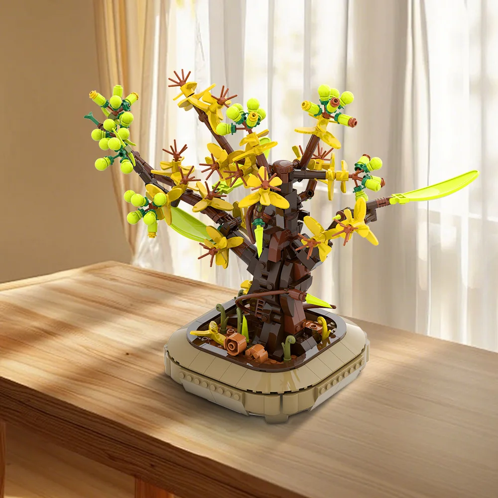 

Gobricks MOC абрикосовый бонсай, кирпичи, модель абрикосового бонсай, семейный креативный декор, строительные блоки, сборные игрушки, детский подарок на день рождения