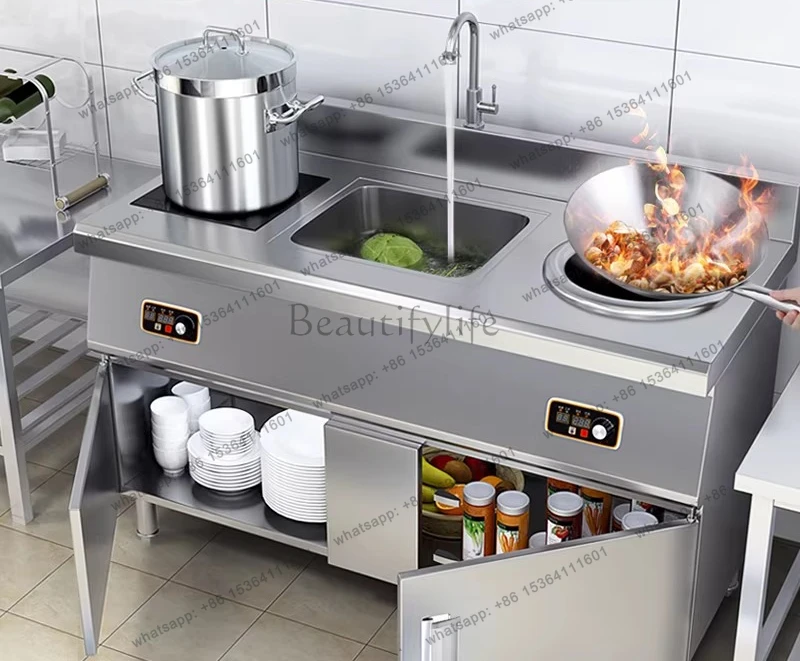 Commercial induction cooker 3500W high power electromagnetic cooker 5000W flat concave double head cooker