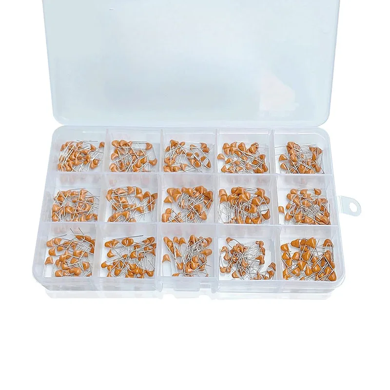 450 Pieces 15Value 10pf-100nf Monolithic Multilayer Ceramic Capacitor Assortment Kit 50V with Box