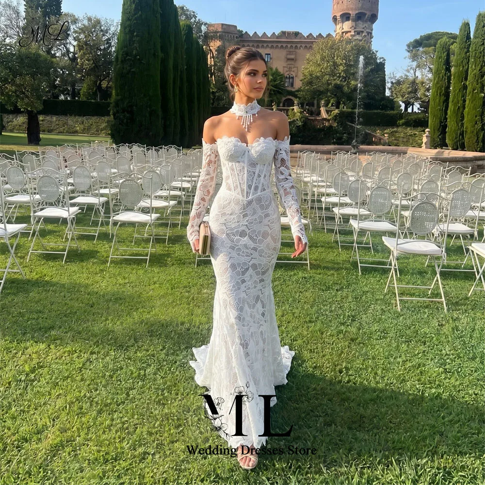 ML Delicate With Neck Accessories Mermaid Lace Wedding Dresses Sweetheart Collar Off the Shoulder Vestidos De Novia Customied