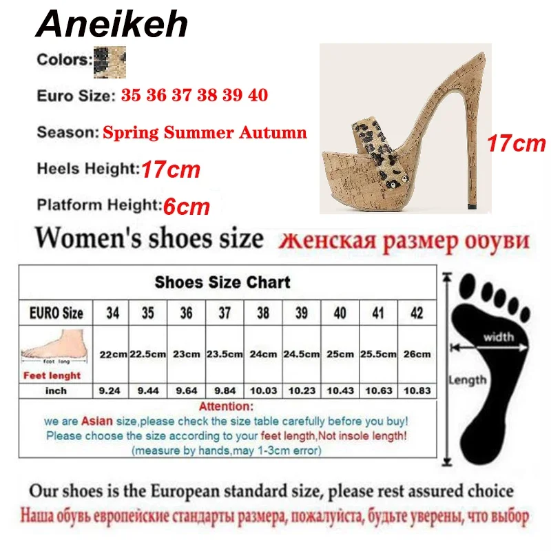 Aneikeh Sexy Leopard Platform Sandals High Heels 2024 Summer Slippers Mules Ladies Fashion Peep Toe Slip On Club Shoes Sliders