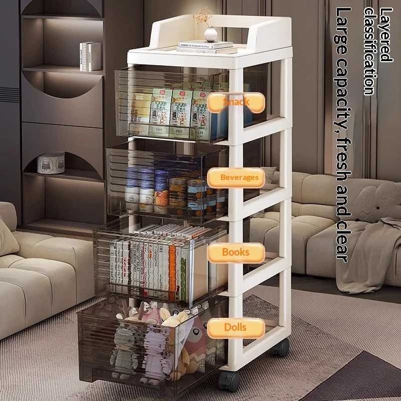 Mobile Rolling Drawer Storage Cabinet Living Room Dresser Organizer Multi Tier Snack Storage Locker Home Furniture Cabinet image 2