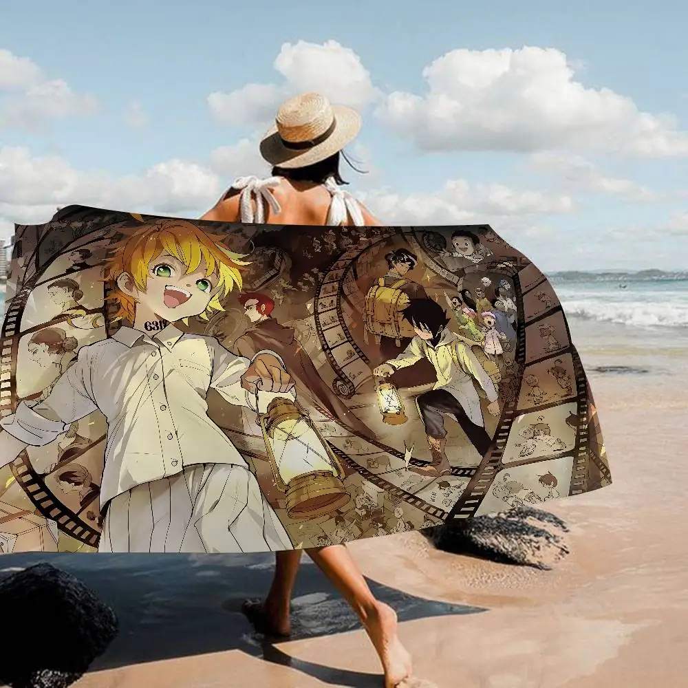 Cartoon The Promised N-Neverland Bath Towel Microfiber Soft Water Absorbing Breathable Girl Kids Decorative Cartoon Beach Towel