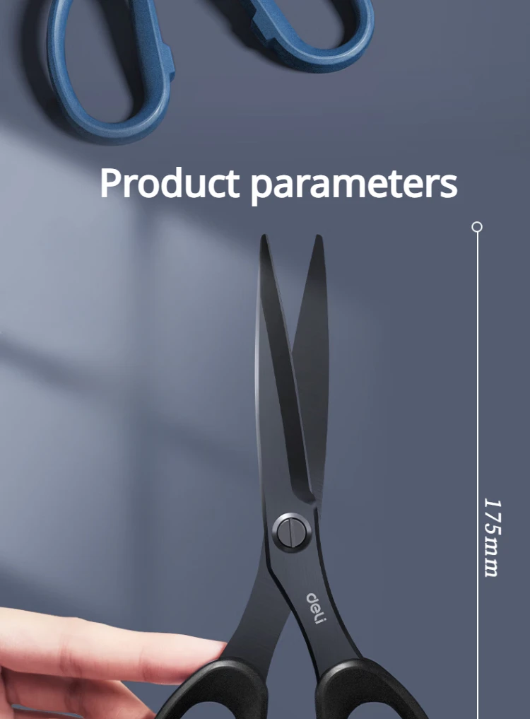 Deli 210/175mm Schwarz Edelstahl Schere Business Büro Schreibwaren Hause Schneider Schere Küche Messer Cutter Schneiden Werkzeug – Detail 10