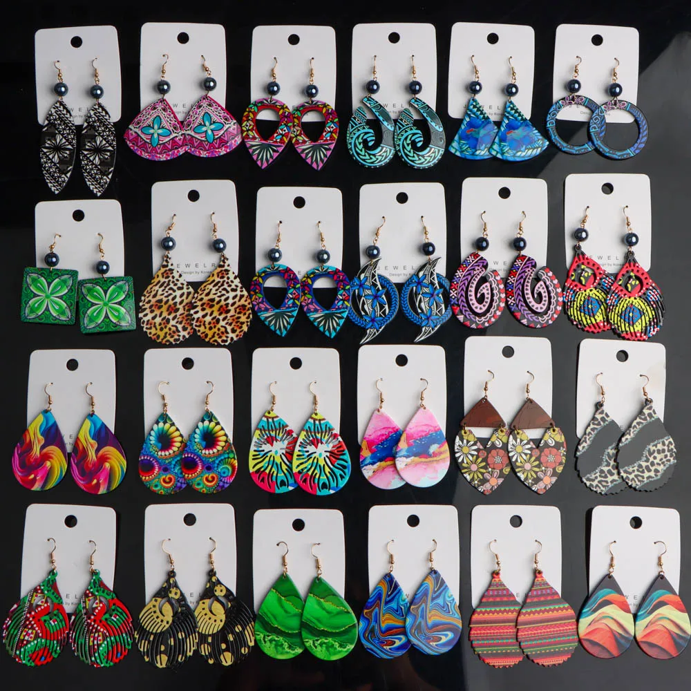 10 زوج/وحدة موضة خمر سحر أنيق رائعة الخرز متعدد الألوان نمط الاكريليك أقراط للنساء مجوهرات يومية هدية حفلة #1