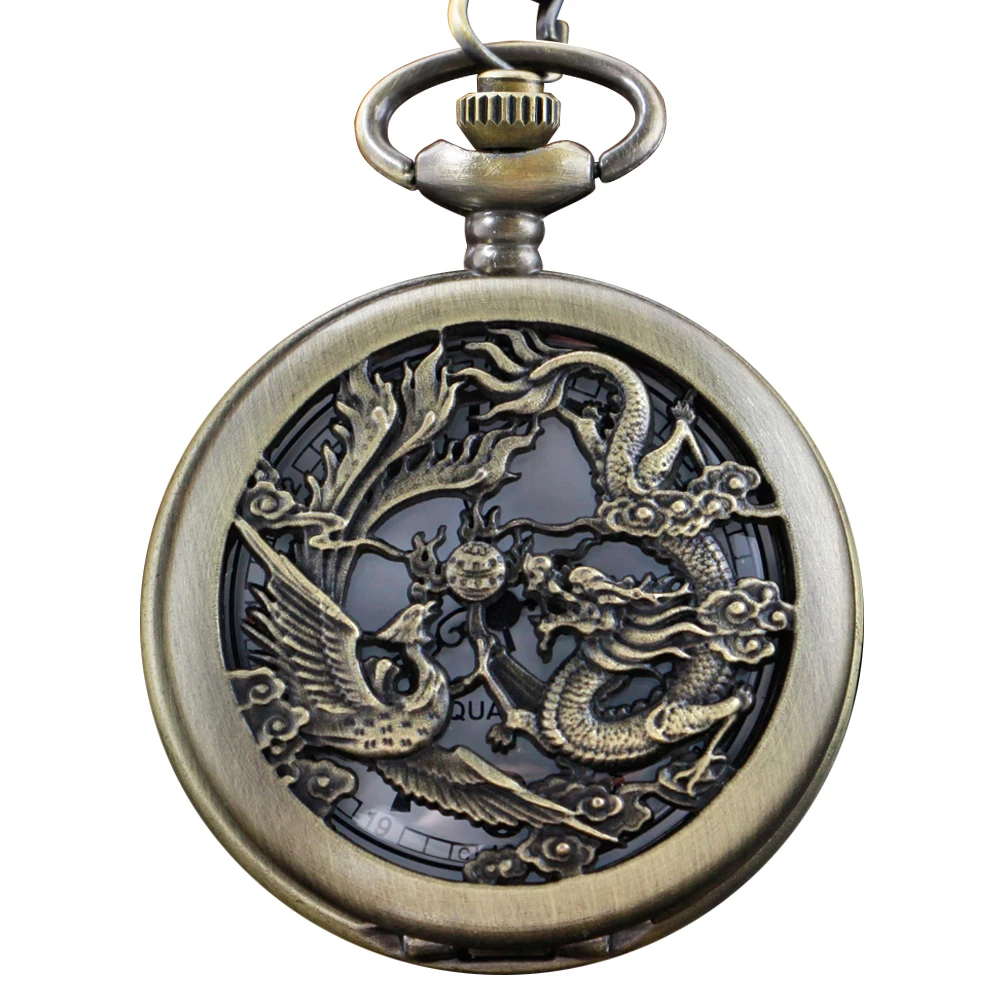 Montre de poche à quartz numérique Flying Dragon pour garçons et filles, oiseau, collier vintage, pendentif, cadeau universel