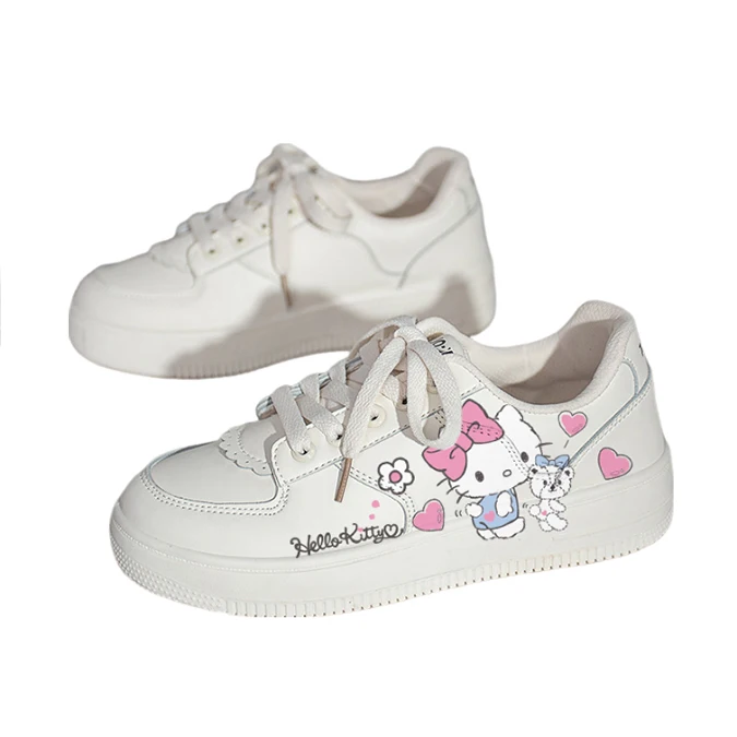 Zapatos de Hello Kitty Y2K para niños, zapatillas deportivas de Anime Kawaii Sanrio, zapatillas de dibujos animados de corazón para niñas, juguetes de estilo universitario informal para niños