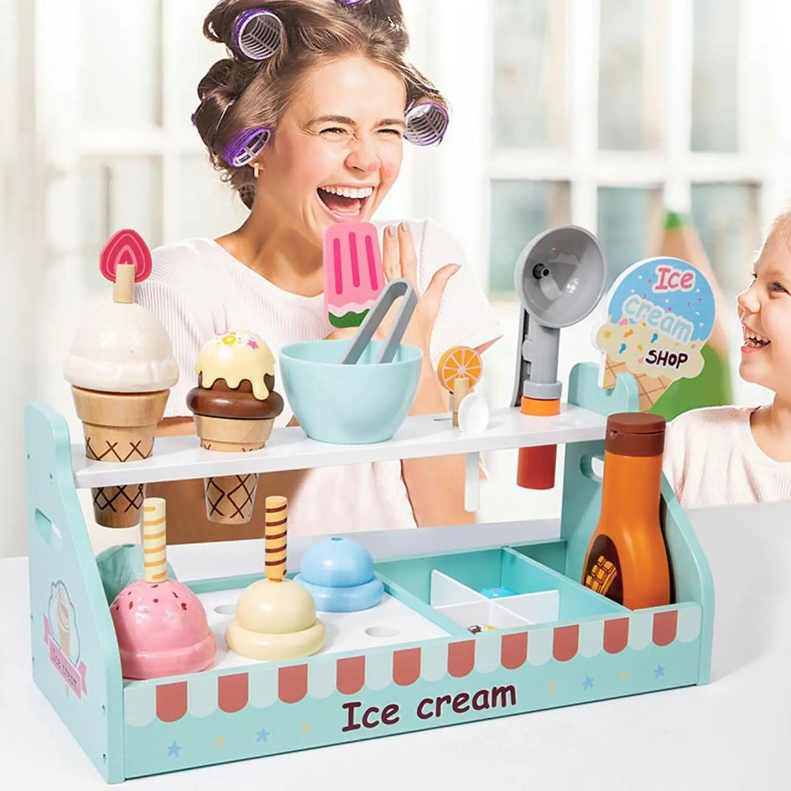 Ice Cream Shop Toys Play Kitchen Accessory for Kids Holiday Gifts Age 2-4