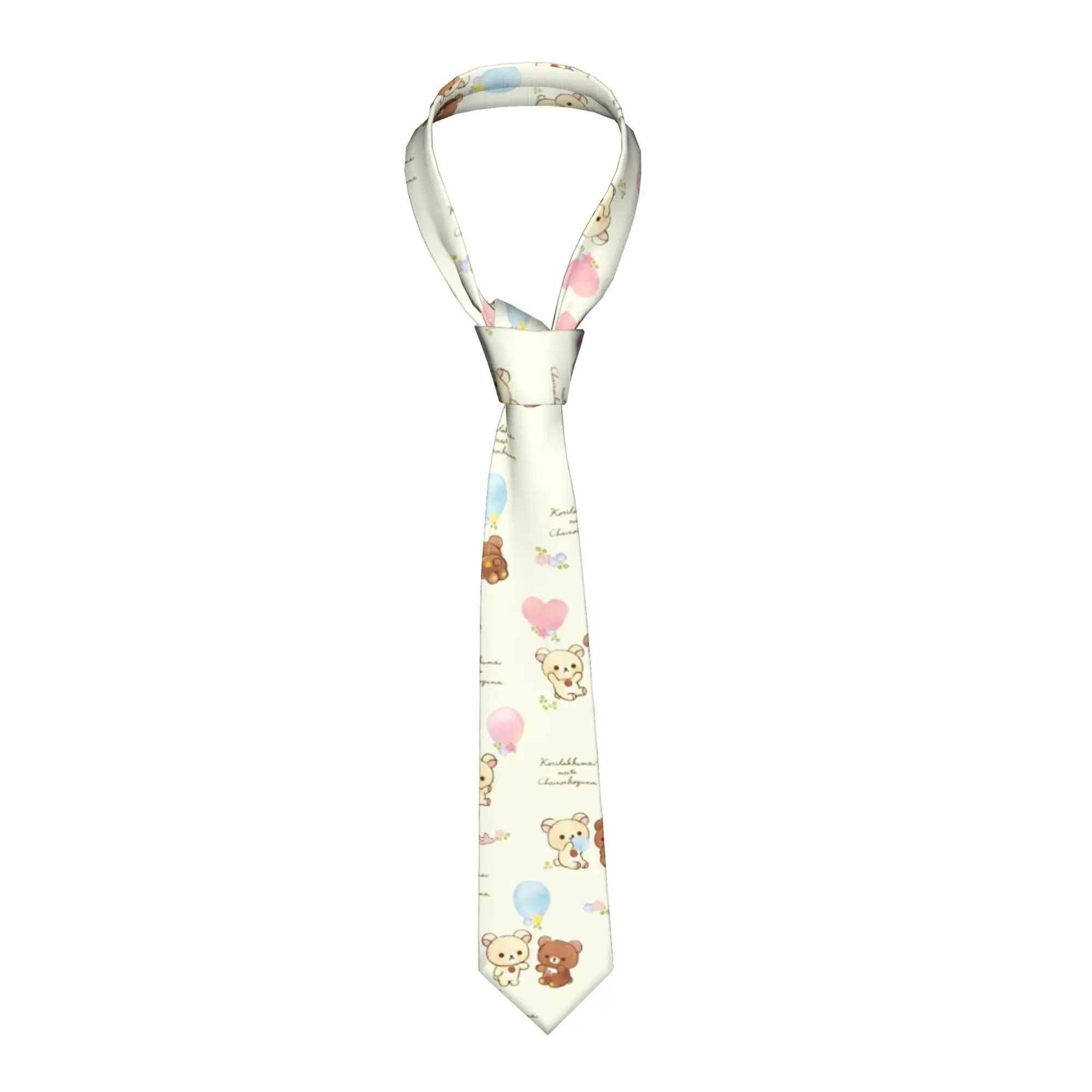 Herren-Krawatte mit Rilakkuma- und Korilakkuma-Motiv, Retro-Kragenkrawatte, individuell gestaltete Krawatte für Hochzeiten, Partys, hochwertiges Krawattenzubehör