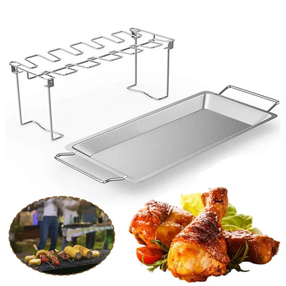 Stainless Steel Chicken Leg Wing Rack Chicken Leg Grill BBQ Chicken Wing Rack Vertical Grill Chicken Drumstick Rack for Smoker