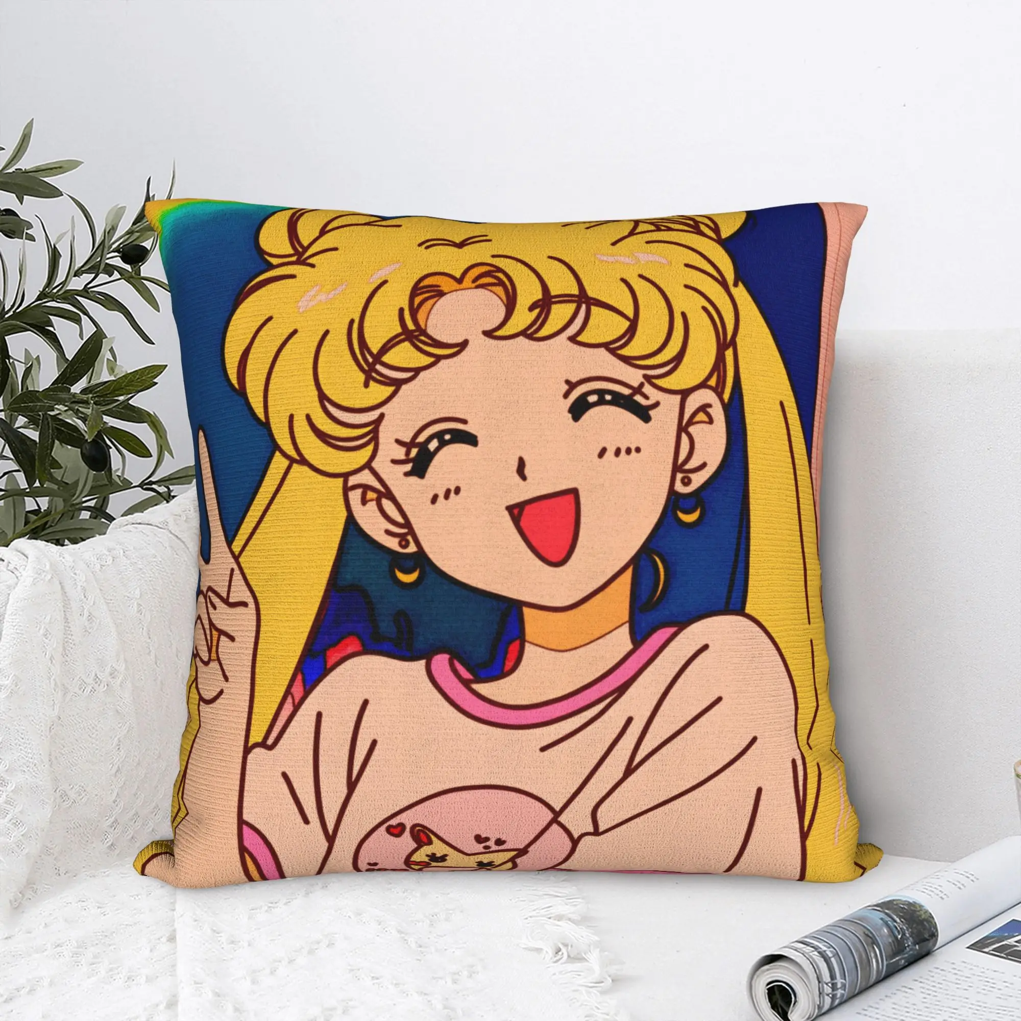 Sailor Moon Kawaii Meme Pillow Case  Soft Pillow Cover For Sofa Home Decoration Retro Trendy Cushion Cover
