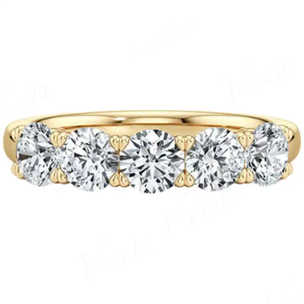 Veeie Veein Brand Jewelry Women Fashion Stackable Full Pave Band Ring S925 Sterling Silver Gold Plated 30pt/50pt Moissanite Ring view 4