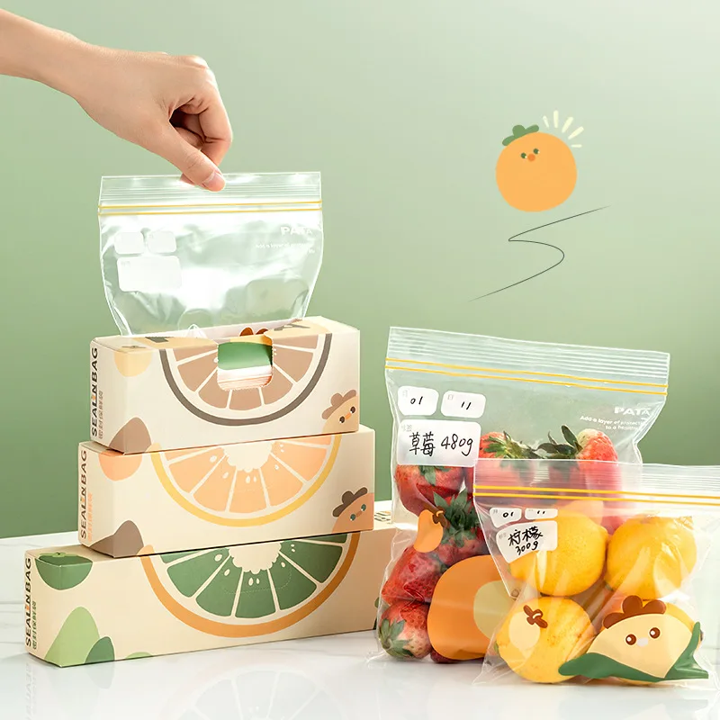 

Thickened box-style drawstring double-seal refrigerator food storage bags, self-sealing bags.