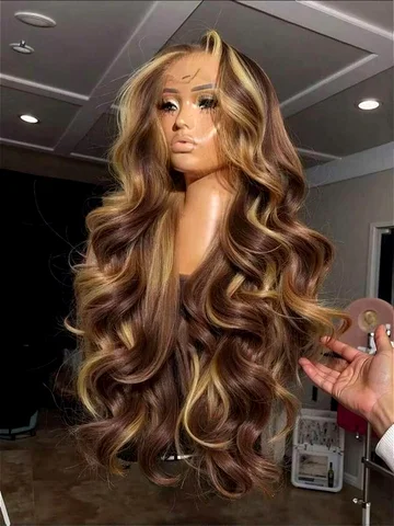 30 Inch Honey Blonde Ombre Lace Front Wig Human Hair 13x4 HD Lace Front Wig 4/27 Highlight Ombre Body Wave Lace Frontal Glueless