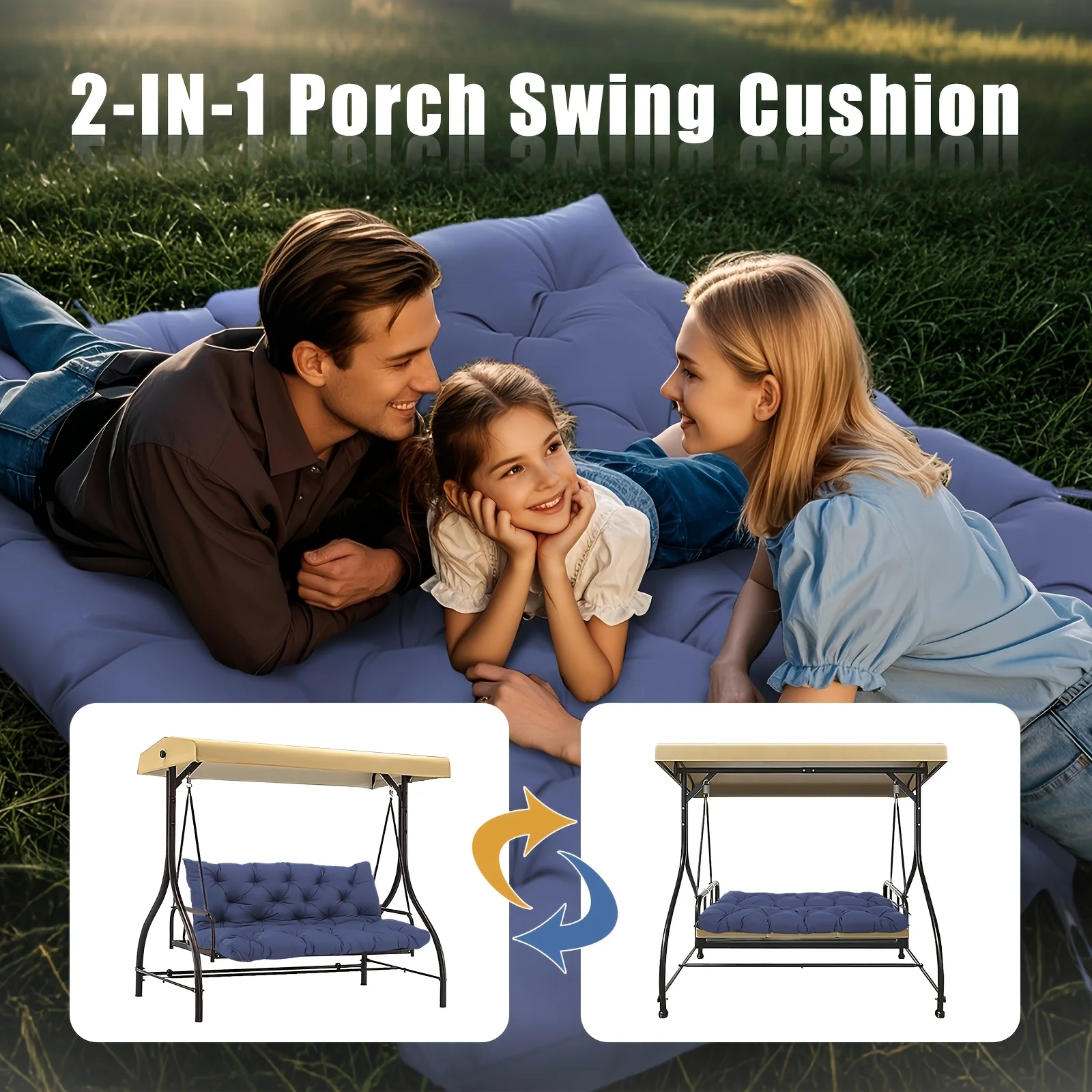 

Patio Rocking Chair Cushion All-Weather Thick with Ties Backrest Cushion Providing Ergonomic Lumbar for 2-3 Seat Replacement