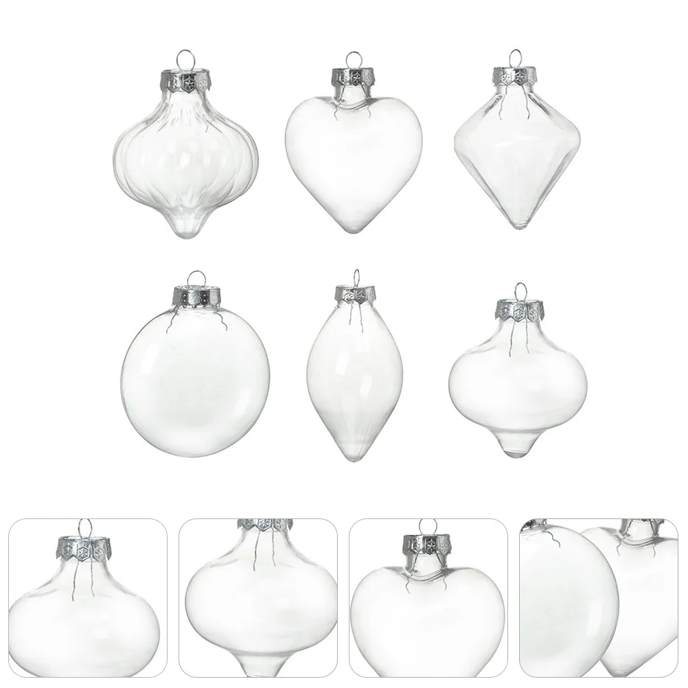 

6Pcs Clear Plastic Christmas Ball Pendant Fillable Hanging Ornament for DIY Decor Craft Projects Xmas Globe Pendant