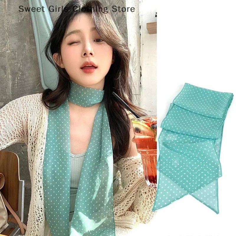 

Polka Dots Chiffon Transparent Breathable Sunscreen Shawl Female Summer Thin Long Beach Towel Sun Silk Scarf