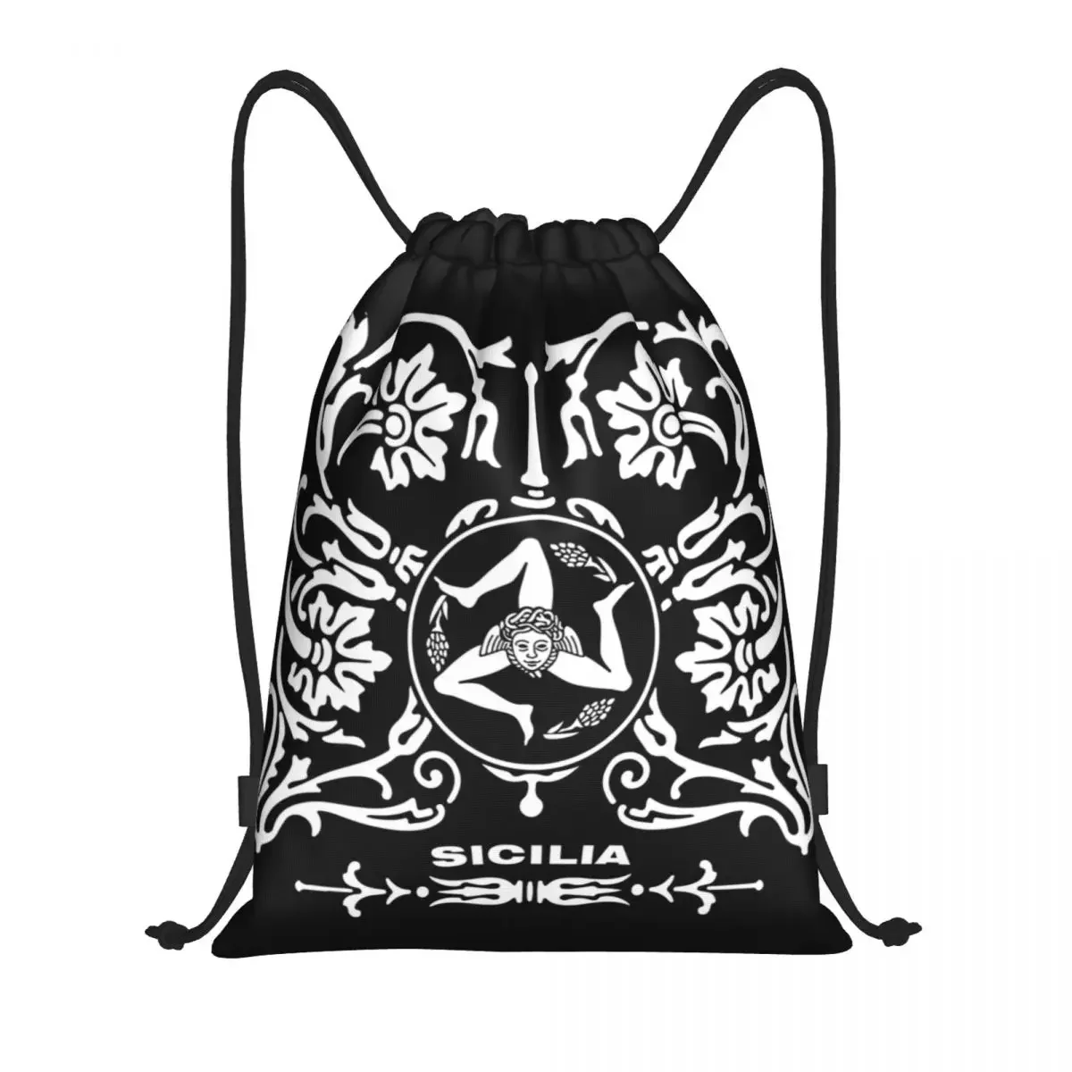 Custom Sicilia Sicily Love Trinacria Drawstring Backpack Bags Women Men Lightweight Italy Gym Sports Sackpack Sacks for Training