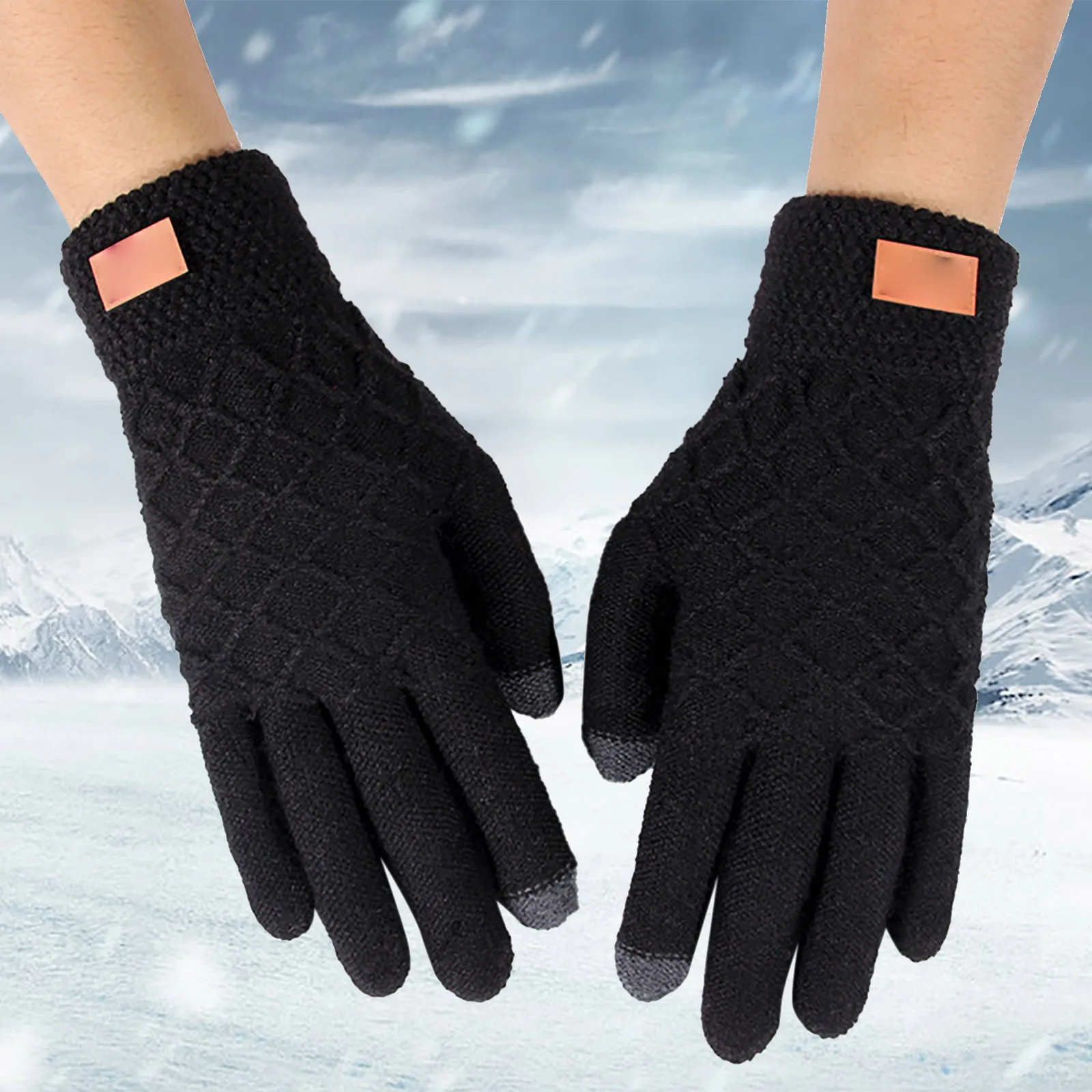 

2023 New Men's Warm Gloves Winter Touch Screen Plus Fleece Thermal Glove Resistant Cold Outdoor Driving Wool Knitted Guantes