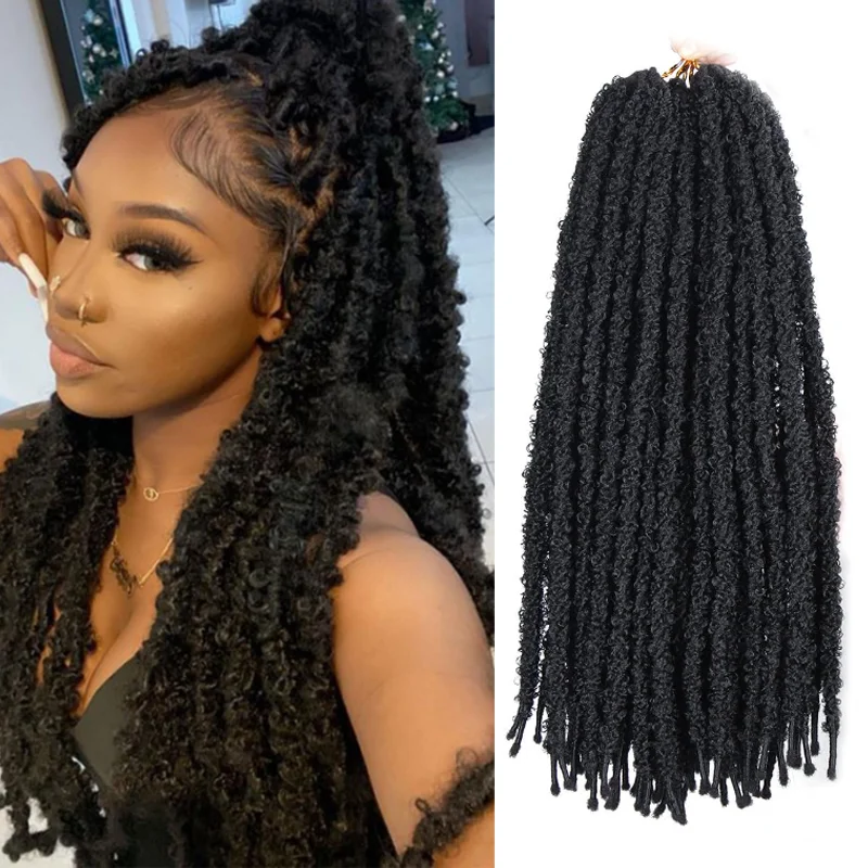 

Синтетические рваные локоны-бабочки, вязанные крючком волосы, 6 упаковок длинных черных локонов с бабочкой, легкие и мягкие искусственные локоны