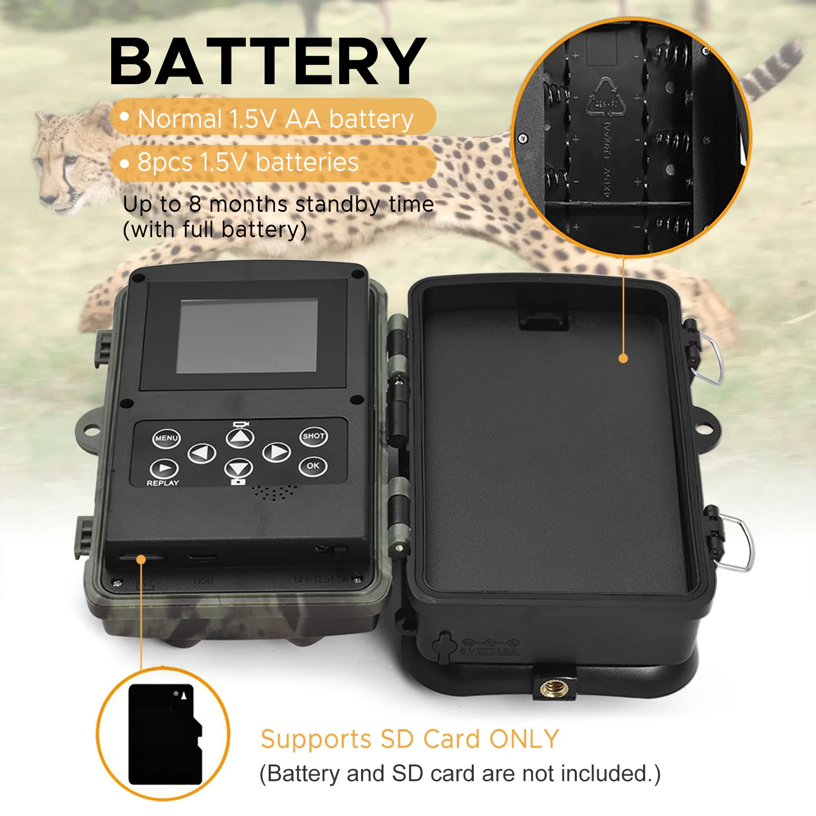 Trail Camera Night Vision Motion Activated Waterproof 24MP+2.7K Wildlife Camera w/36 IR LEDs 5MP CMOS IP66 Critter Camera