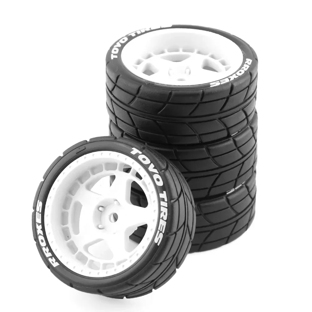 For Tamiya TT01 TT01E TT02 TT02B XV01 TA06 PTG-2 1/10 RC Car Upgrades Parts Accessories 4Pcs Rubber Tire Wheel Tyre