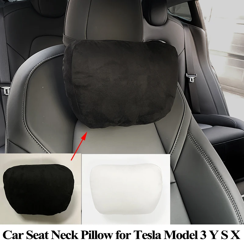 For Tesla Model Y Model 3 Car Seat Headrest Neck Pillow Model S Model X Soft Comfort Memory Cushion Protect Cover Accessories