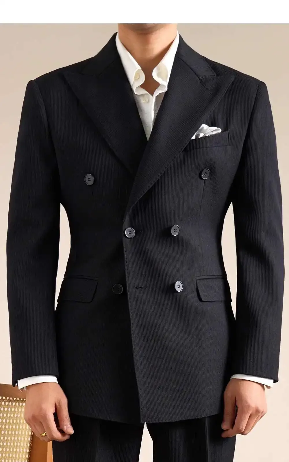 

Men Suits Corduroy Jacket Peak Lapel Collar Masculino Slim Fit Blazer Hombre Italian Style Casual Business Double Breasted Men