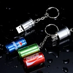 Latas de coque creativas, unidad Flash USB 2,0 con llavero, unidad de bolígrafo portátil, memoria de capacidad Real, 64GB/32GB/16GB/8GB, disco U